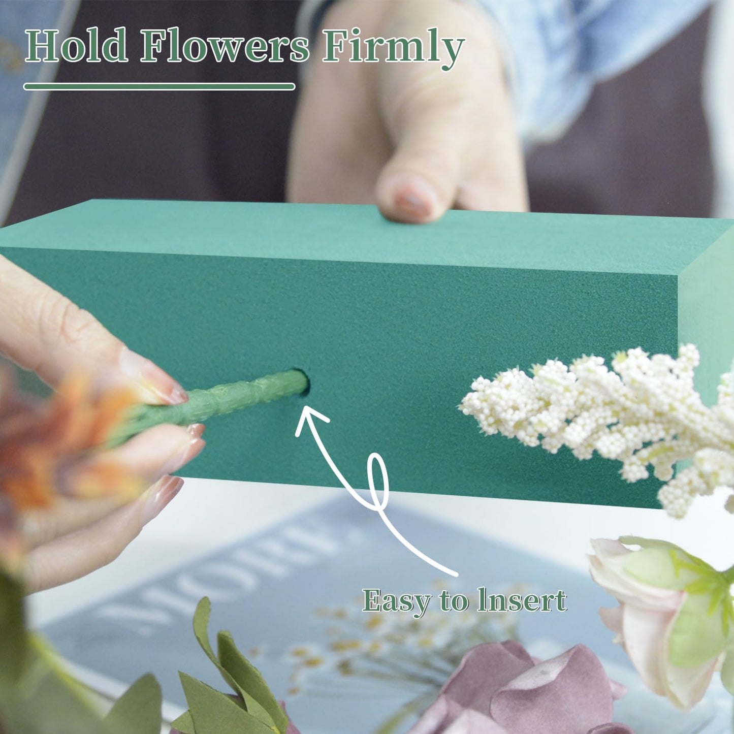 SupKing Floral Foams Blocks 4Pcs (7" L x 3.5" W x 2.1''H) Green Wet Dry Flower Foam Bricks Large Florist Plant Foam for Artificial and Fresh Flower Arrangement