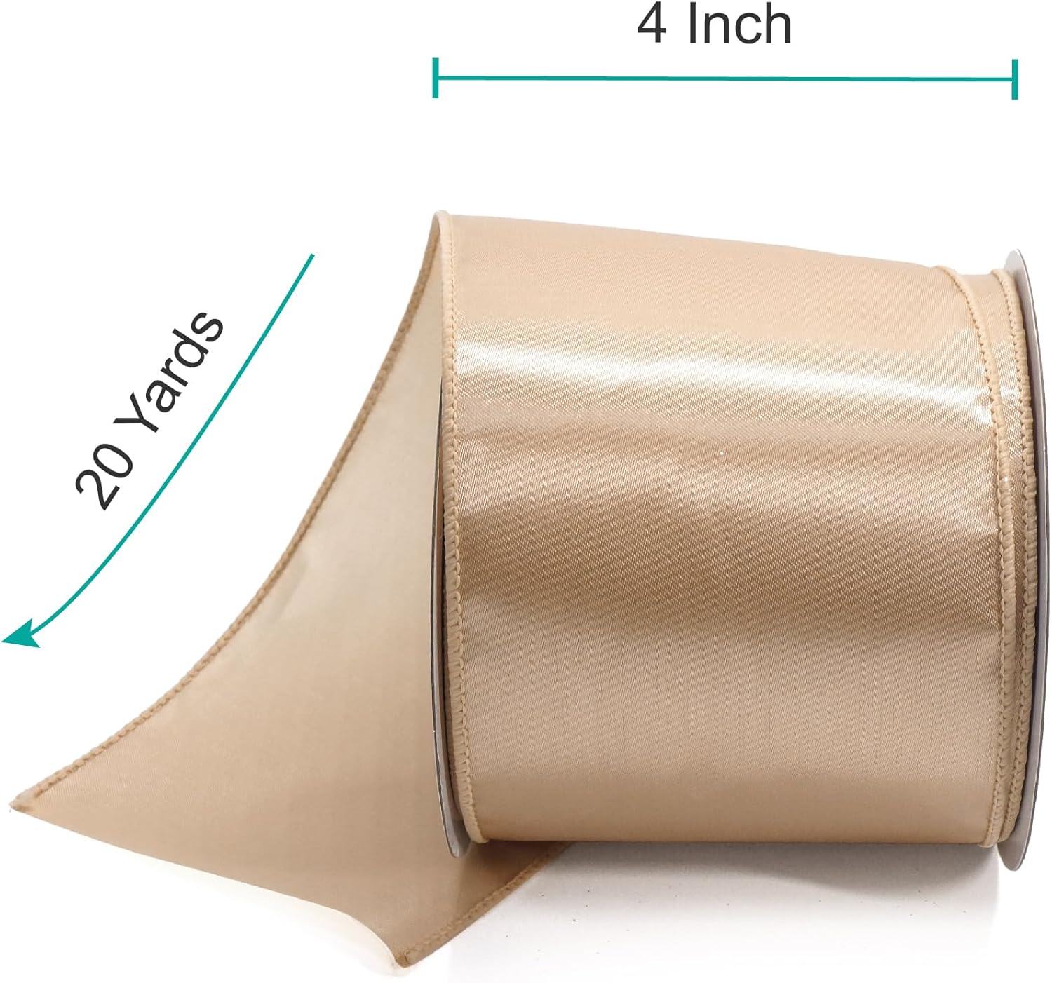 CT CRAFT LLC Satin Wired Ribbon 4 Inch x 20 Yards Champagne Gold for Christmas Home Décor Gift Wrapping Tree Topper Bow Wreath DIY Crafts, - Crafty Corner