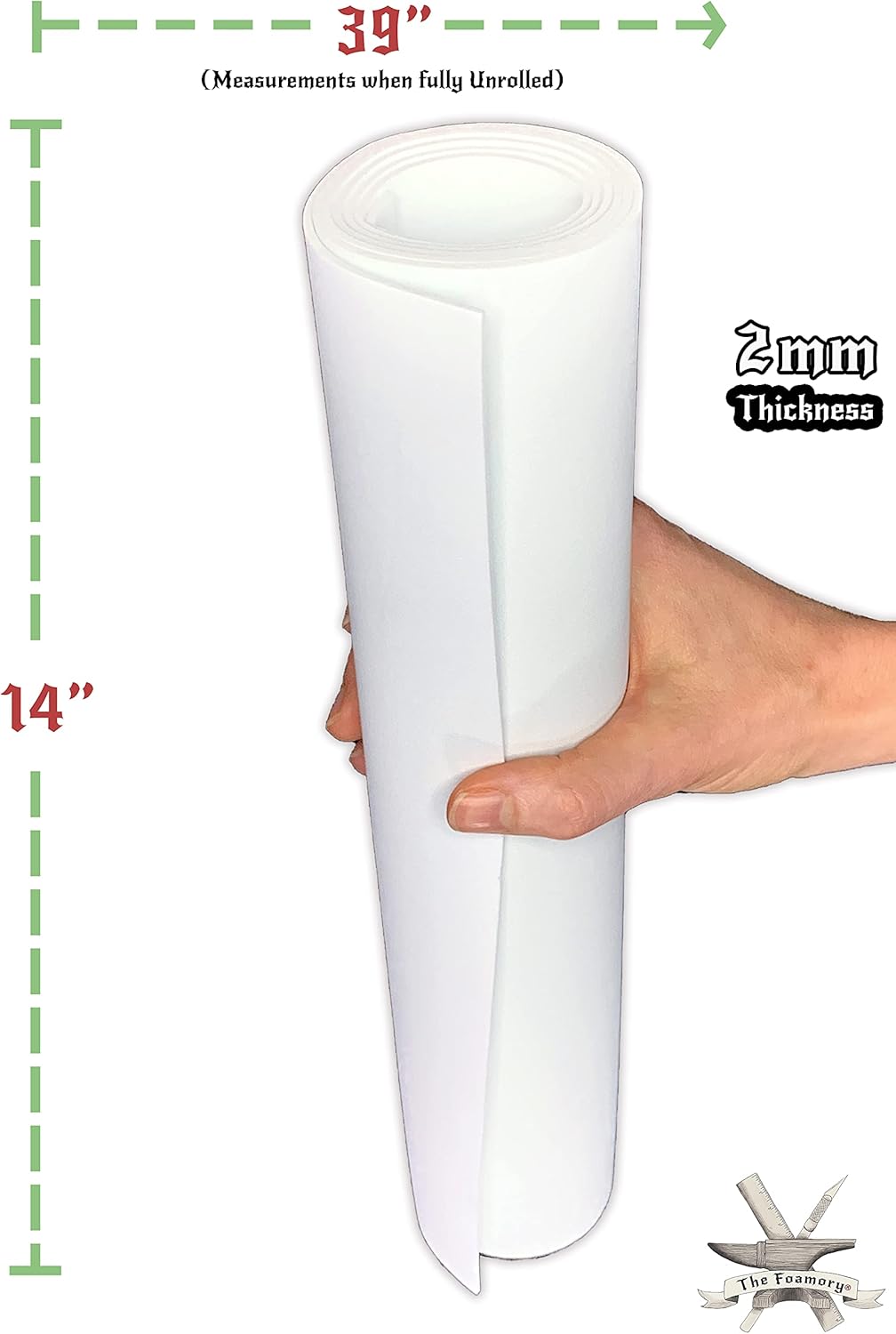 Shape Retention EVA Cosplay Foam 2mm (1mm-10mm) 14x39 inch White or Black High Density EVA Foam Sheets. Premium 85 kg/m3 Heat Shape Material for DIY Convention or Halloween Costumes by The Foamory - Crafty Corner
