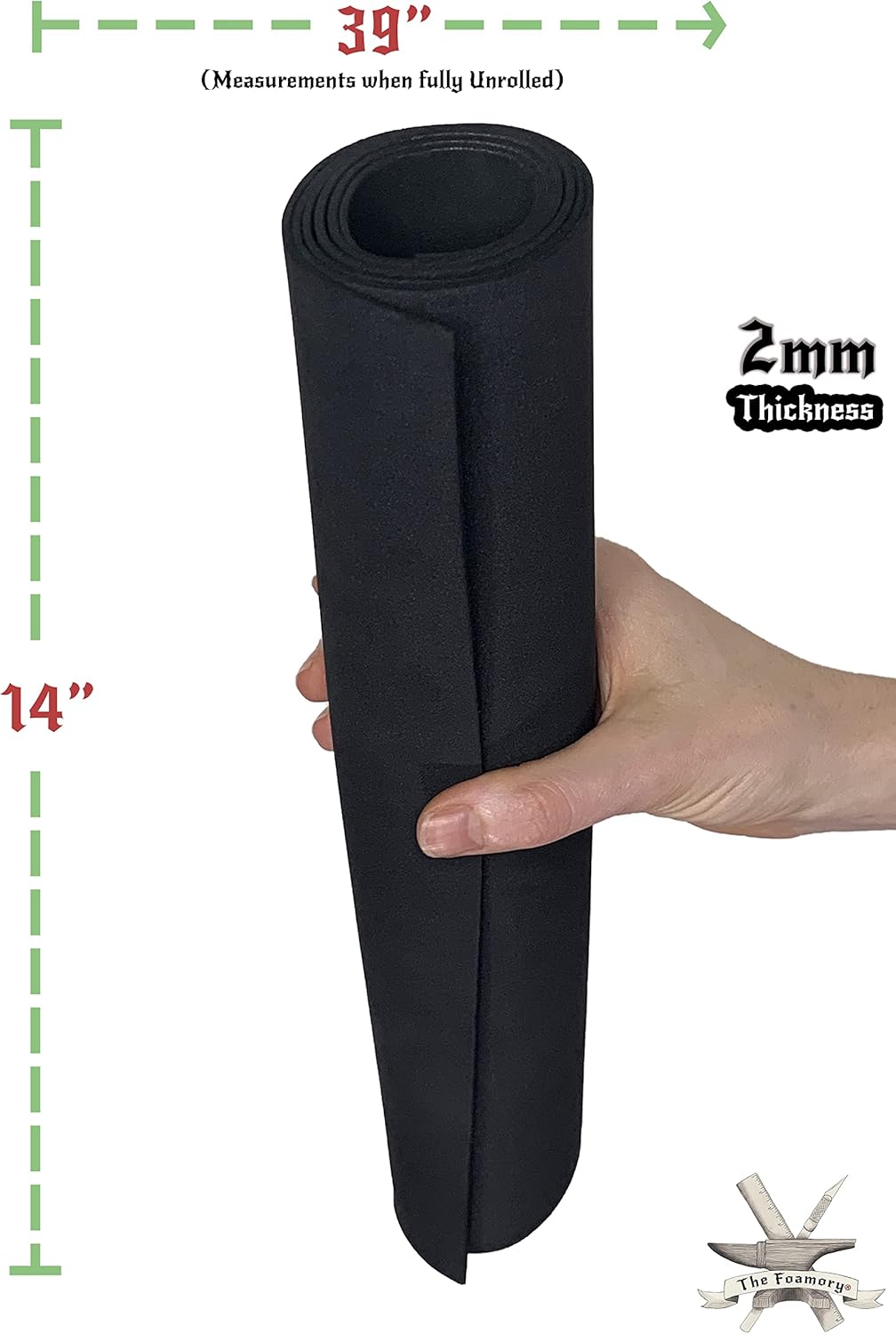 Shape Retention EVA Cosplay Foam 2mm (1mm-10mm) 14x39 inch Black or White High Density EVA Foam Sheets. Premium 85 kg/m3 Heat Shape Material for DIY Convention or Halloween Costumes by The Foamory - Crafty Corner