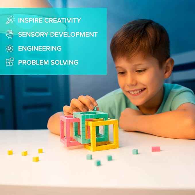 PIXIO Sweet - Tiny Magnetic Blocks Building Toy in The Pixel Art Style with Free App - 5/16" Plastic Cubes with 6 Magnets Inside - Open Ended Toy - Creativity Kit for Ages 6+ - 60pcs