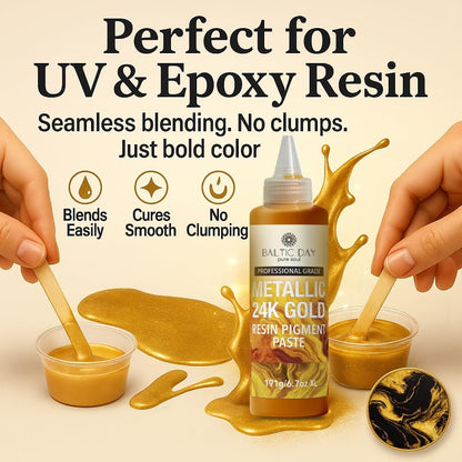 Metallic 24K Gold Epoxy Resin Pigment Paste XL (191g/6.7oz) – Opaque Epoxy Dye & High Concentration Coloring Paste, Mica Powder Alternative for Resin Art, Jewelry, Tumblers, River Tables