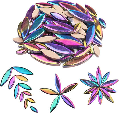 Artspac Iridescent Petal Ceramic Mosaic Tiles for Crafts, 200g Rainbow Flower Tiles Mosaic Pieces for Christmas DIY Crafts, Holiday Mosaic Art & Garden Decor