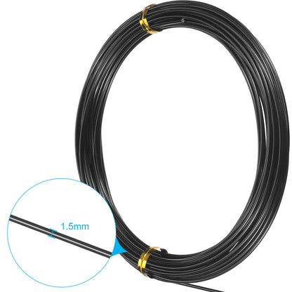 TecUnite Aluminum Craft Wire for Sculpting Armature Bendable Craft Wire for DIY Jewelry Making(Black, 10 M X 1.5 mm, 1 Roll)