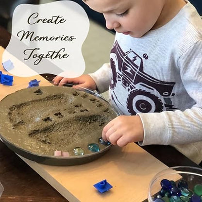 Mother's Day DIY Handprint Gift Kit, Large DIY Handprint Stepping Stone Kit, Indoor Outdoor Family Keepsake Craft Gift (Includes 1 Mod, 26 Letter Stamps, and Colored Stones) (14 in (Fits 3 Handprint))