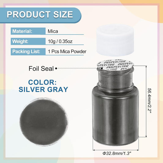 uxcell 10g/0.35oz Cosmetic Grade Mica Powder, 600 Mesh Mica Powder Natural Resin Epoxy Pigment Powders for Casting Resin, Candle Dye, DIY Nail Polish and Lip Gloss, Silver Gray