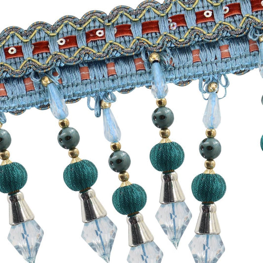 3yards Beading Fringe Trimming Long Beads Tassel Curtain Trim Ribbon Trim for Cover Edge Decorative (blue) - Crafty Corner