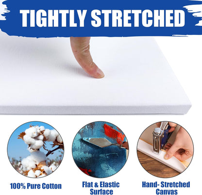 4 Packs Blank Canvases for Painting with 8x10in,11x14in(2 of Each), Stretched Canvases for Acrylics, Oils & Other Painting Media, 100% Cotton, 5/8 Inch Profile of Super Value Canvas Pack