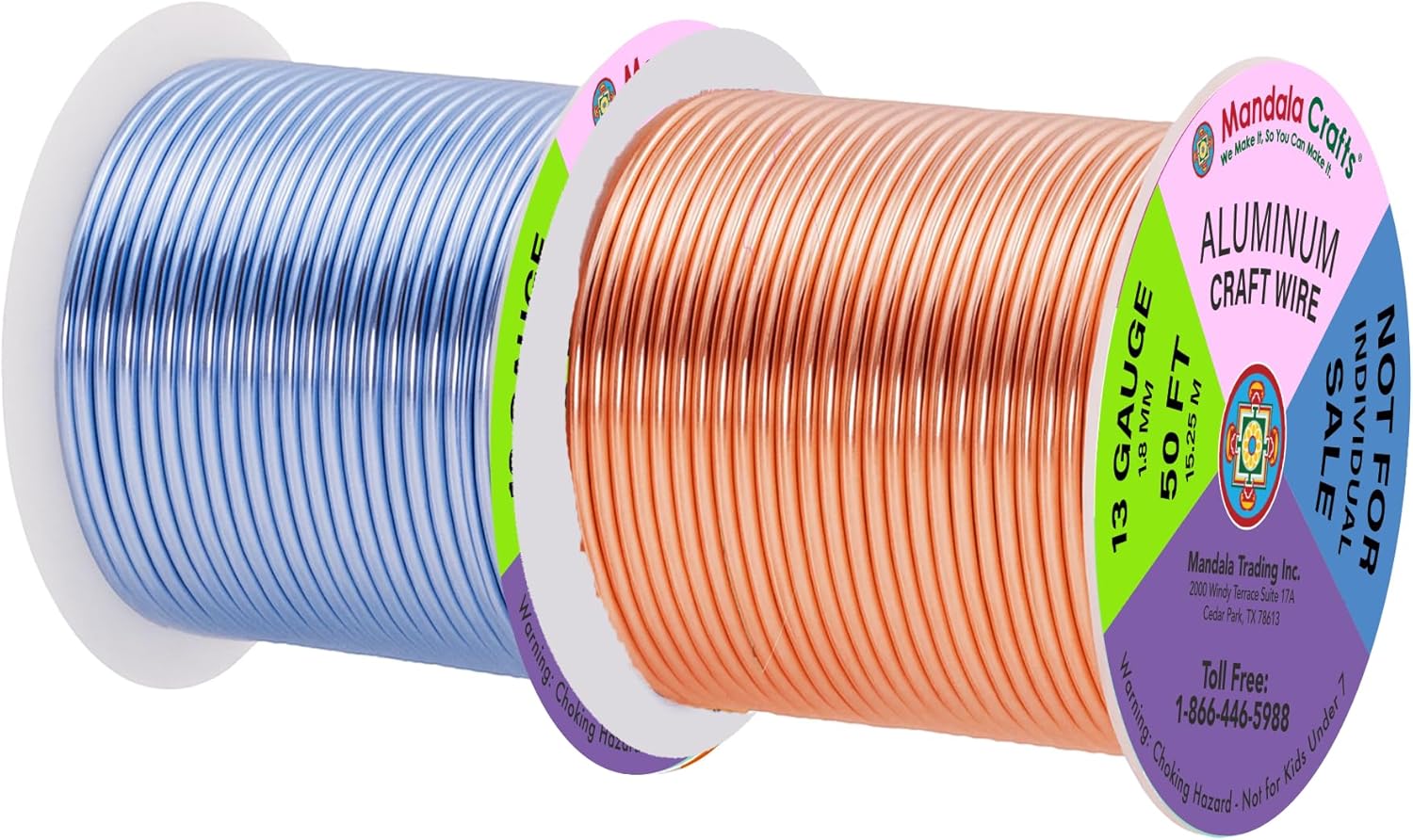 Mandala Crafts 13 Gauge Anodized Aluminum Craft Wire for Jewelry Making - 300 FT Colored Flexible Silver Copper Purple Pink Brown Ice Blue Wire - Bendable for Bonsai Armature Crafting Sculpting - Crafty Corner