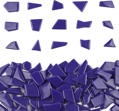 Youway Style Blue Glass Mosaic Tiles for Crafts Bulk,200g Broken Glass Pieces for Mosaic Art Crafts,Garden Mosaic Supplies