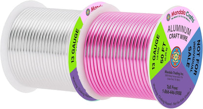 Mandala Crafts 13 Gauge Anodized Aluminum Craft Wire for Jewelry Making - 300 FT Colored Flexible Silver Copper Gold True Blue Purple Pink Wire - Bendable for Bonsai Armature Crafting Sculpting - Crafty Corner