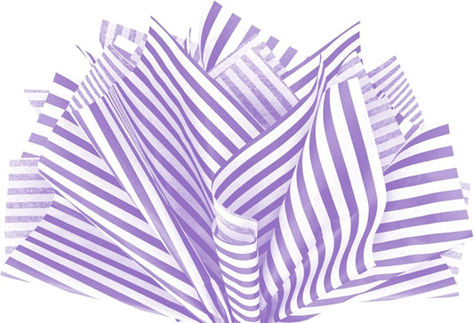 Flexicore Packaging Lilac Purple Pin Stripe Print Gift Wrap Tissue Paper Size: 15 Inch X 20 Inch | Count: 100 Sheets | Color: Lilac Pin Stripe