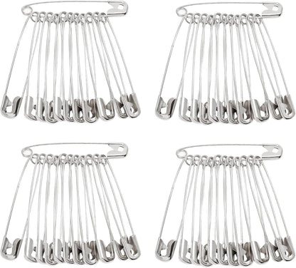 200 PCS 55mm / 2.2 Inch Safety Pins Heavy Duty Quilting Pins, Large Safety Pins Size 4, Silver Metal Sewing Pins, Big Safety Pins for DIY Crafts Jewelry Making Baby Clothing (Nickel Plated)