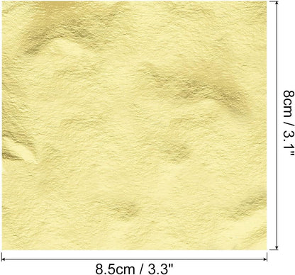 MECCANIXITY Gold Leaf Foil Sheet, Bright Golden Leaf Papers, 3.3 x 3.1inch for Art Decoration, Sculptures, Painting, Pack of 100