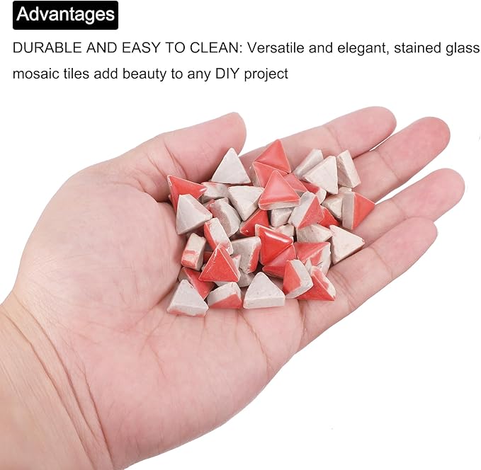 MECCANIXITY 200g Ceramic Mosaic Tiles for Crafts Bulk, Triangle Red Ceramic Tiles for Mosaic Kits Garden Stepping Stone Cup Mat
