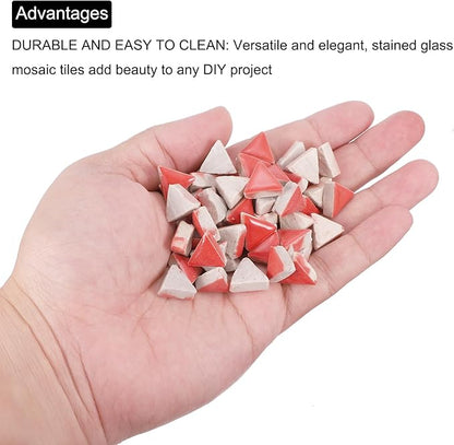 MECCANIXITY 200g Ceramic Mosaic Tiles for Crafts Bulk, Triangle Red Ceramic Tiles for Mosaic Kits Garden Stepping Stone Cup Mat