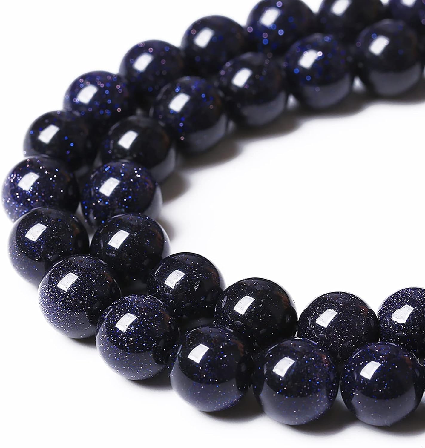 32PCS 12mm Starry Blue Sandstone Gemstone Beads Beads Natural Stone Round Loose Beads for Jewelry Making DIY Bracelet Necklace 15" Inch