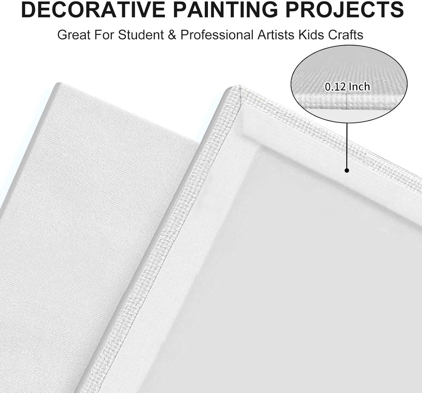 Canvas Panels 24-Pack 5x7, 8x10, 9x12, 11x14 Inch, 10 oz Primed 100% Cotton Canvases for Painting, White Blank Flat Canvas Boards for Oil Acrylics Watercolor Tempera Paint