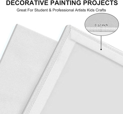 Canvas Panels 24-Pack 5x7, 8x10, 9x12, 11x14 Inch, 10 oz Primed 100% Cotton Canvases for Painting, White Blank Flat Canvas Boards for Oil Acrylics Watercolor Tempera Paint