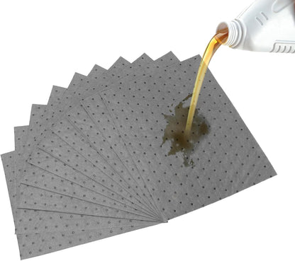 Oil Absorbent Pads Weight Dimpled Pad Garage Accessories Water Absorbent Mat Oil Spill Mat for Oil-Based & Water-Based Fluids Absorbing & Protecting Home Garage Basement (Gray,9.8'' x 13'') (10PCS)