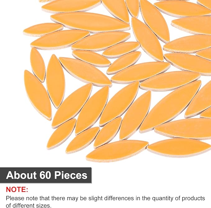 uxcell Ceramic Mosaic Tile, About 200g Teardrop Leaf Tile Mosaic Block for Handicrafts Artwork, Orange