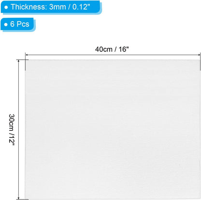 PATIKIL 12x16 Canvas Boards for Painting, 6 Pack 100% Cotton Square Triple Primed Stretched Blank Art Canvas Panel Bulk Thin for Acrylic, Oil, Tempera Paints, White