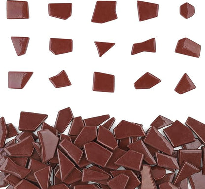 Youway Style Brown Glass Mosaic Tiles for Crafts Bulk,200g Broken Glass Pieces for Spring Mosaic Art Crafts,Garden Mosaic Supplies
