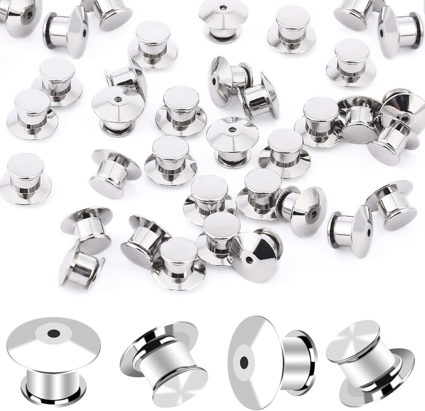 DECYOOL 30PCS Metal Locking Pin Backs, Pin Keepers Clasp Pin Backs Locking Buckles for Brooch DIY Crafts Badges Enamel Lapel Needles Pin Lock