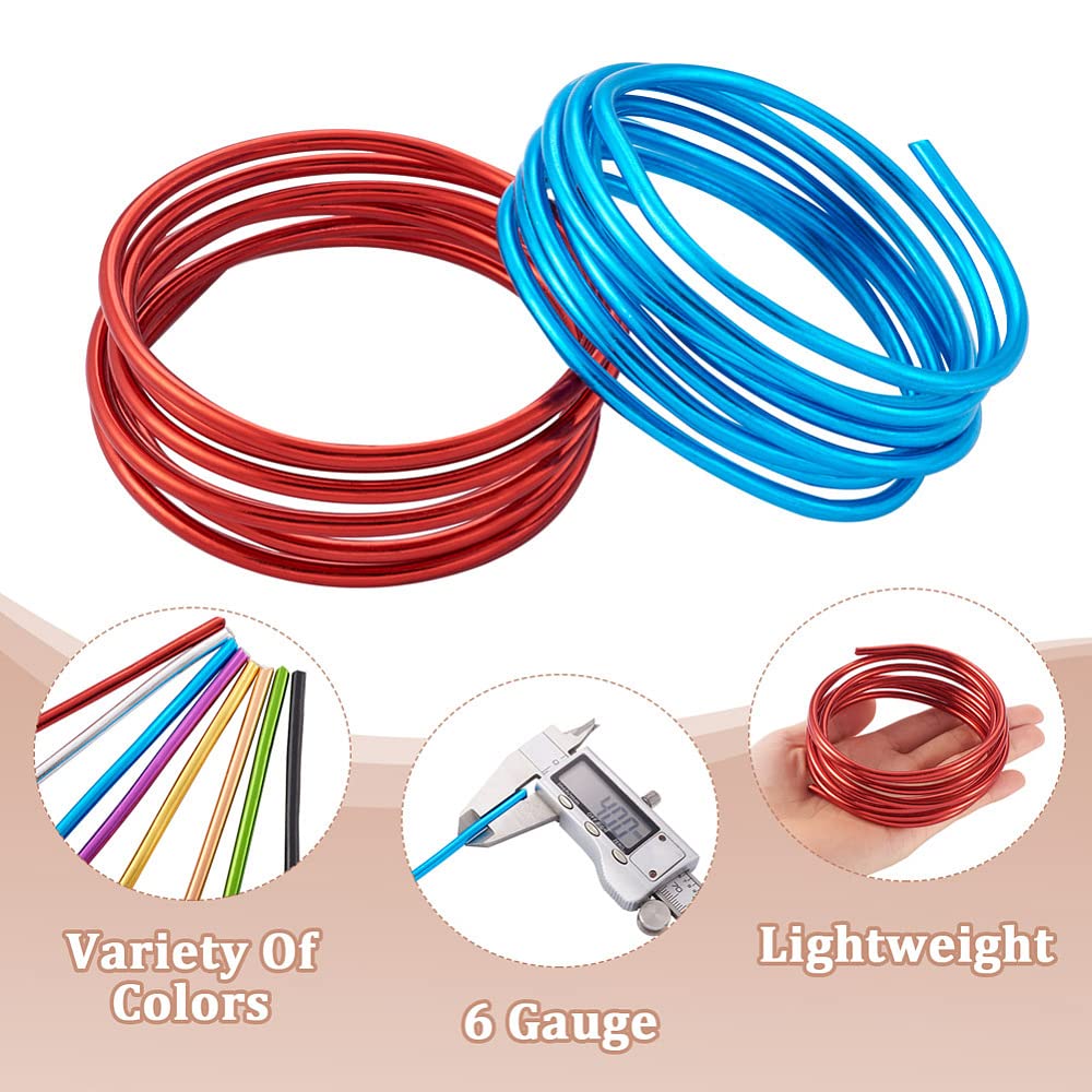 Fashewelry 52 Feet 6 Gauge Aluminum Wire 8 Colors Bendable Metal Sculpting Wire for Jewelry Craft, Dolls Skeleton, Wall Sculpting, Garden Decor