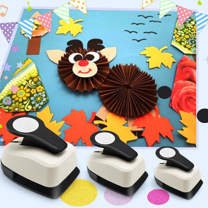 Circle Punch, Circle Hole Punch, Paper Hole Puncher, 3 PCS CirclePunch Set, 1 inch Hole PunchCircle, 5/8'' CirclePaper Punchers, 3/8'' Craft Punches, HolePuncher for Crafts, Shape Punches - Crafty Corner