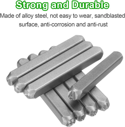 HARFINGTON 36pcs Metal Stamping Kit 1/4" (6mm) Steel Uppercase Letter and Number Punch Set (A-Z / 0-8 / "&" Symbol) Punch Press Tool with Case for Imprinting Metal Plastic Wood Leather