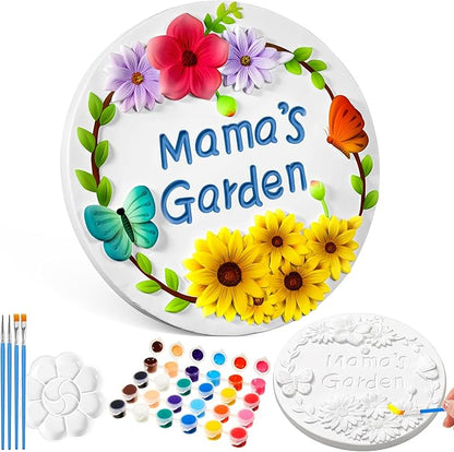 Juexica DIY 9.5 Inch Grandma's Garden Stepping Stone, Woman Gifts for Mom, Paint You Own Garden Stepping Stones, Woman Gifts for Nana,Stepping Stones(Mama,9.5 Inch)
