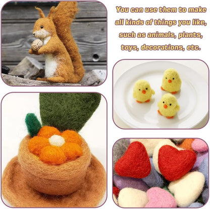 Wonvoc Needle Felting Wool 2.82oz/80 g, 8 Colors Nature Wool Roving Yarn, Hand Spinning Wool Roving Wool Yarn for DIY Craft Materials (Summer)