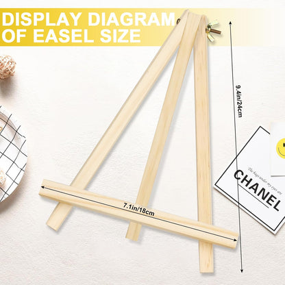 Mini Easels 12 Pack, Small Easels for Painting 24cm/9 Inch, Folding Design, Small Easel with 12 Palettes and 60 Brushes, Suitable for Outdoor Painting Party