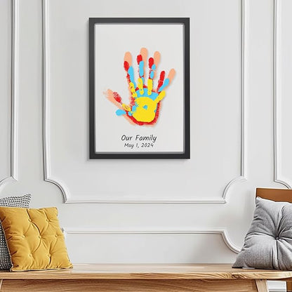 Family Handprint Kit, DIY Baby Hand Print Kit-Father's Day Gift - New Parent Gifts Ideas Hand and 4 Sheets Footprint Keepsake with Baby-Safe Paint(Black)