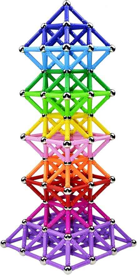 Beicarin 310 Pcs Magnetic Building Sticks Blocks Toys, Magnet Educational Toys Magnetic Blocks Sticks Stacking Toys Set for Kids and Adult, Non-Toxic Building Toy 3D Puzzle with Storage Bag