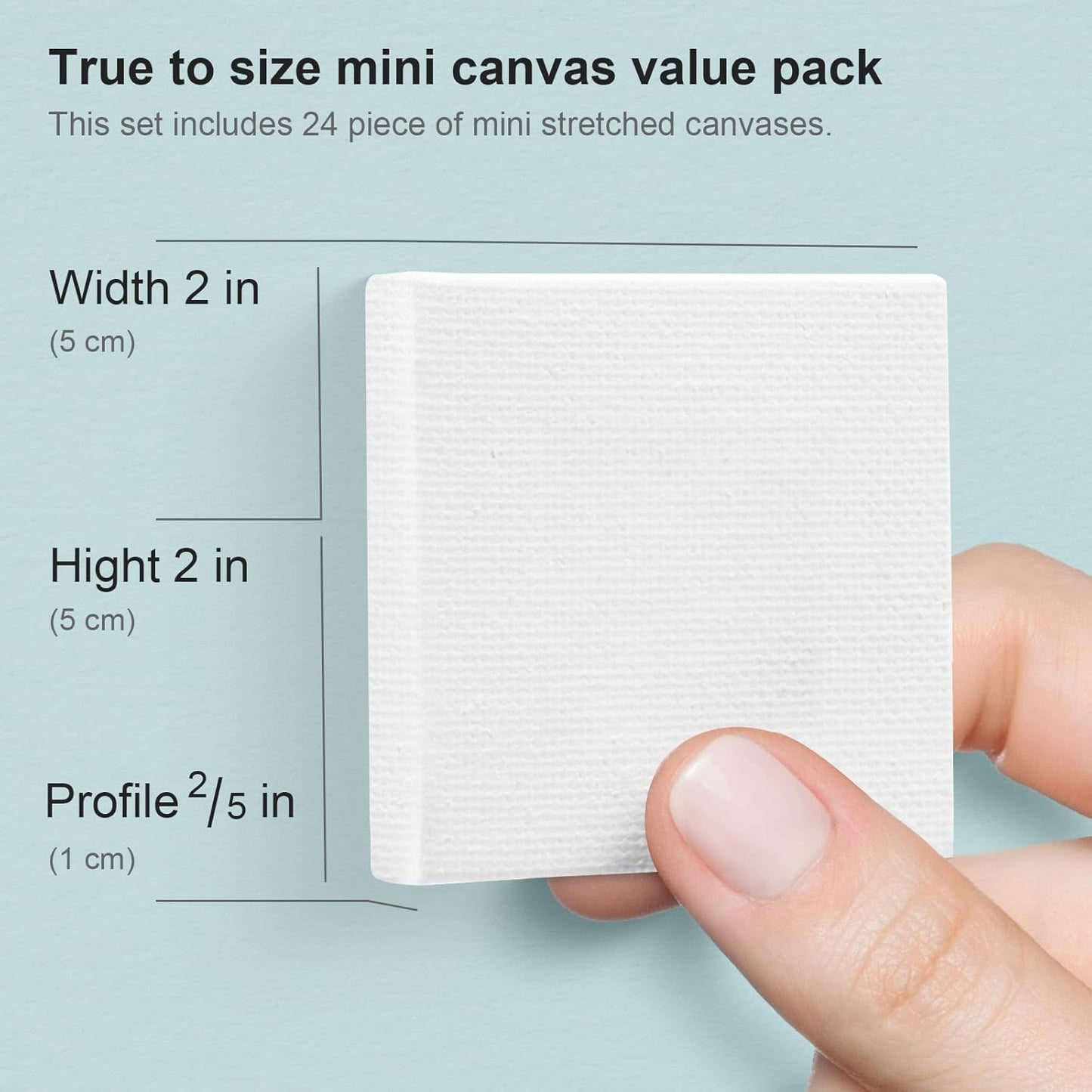 AUREUO Mini Stretched Canvas - 2x2 Inch/24 Pack - 2/5 Inch Profile Tiny Square Canvas Boards for Painting - Art Gift Set Bulk Pack Canvases for Acrylic Painting & Craft