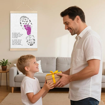 Fathers Day Footprint Art Kit – 12x16 inches Footprint Art Kit with Acrylic Paints – DIY Family Keepsake Craft, Father Daughter Activity, Father's Day Birthday Gifts Fit for Dad, Grandpa, BH07