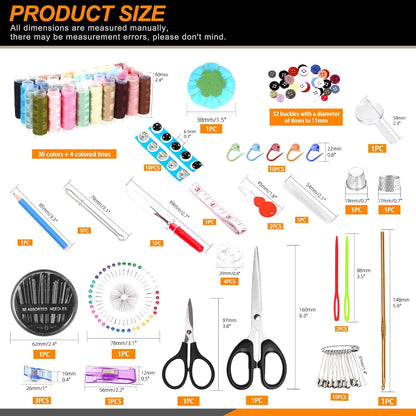 Rustark 217Pcs Sewing Kit with Portable Bag, Premium Sewing Supplies Kit Includes 41 Colors Sewing Threads and Accessories Kit for Home Traveler Emergency Sewing Repair