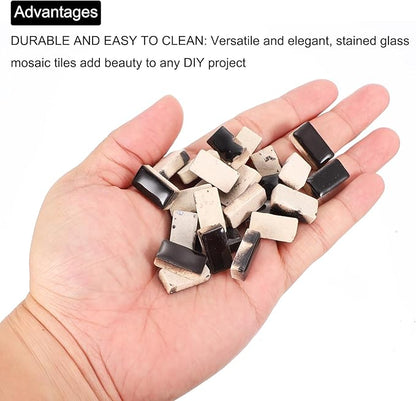 MECCANIXITY 250g Ceramic Mosaic Tiles for Crafts Bulk, Rectangle Black Ceramic Tile for Mosaic Kits Garden Stepping Stone Cup Mat