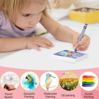 ESRICH Mini Canvases for Painting, Mini Canvas Bulk 100 Pack 2.4x2.4In, 2/5In Profile Small Square Canvases, Blank Canvases are Great for School Projects and Kids Birthday Parties, Home Decor Project.