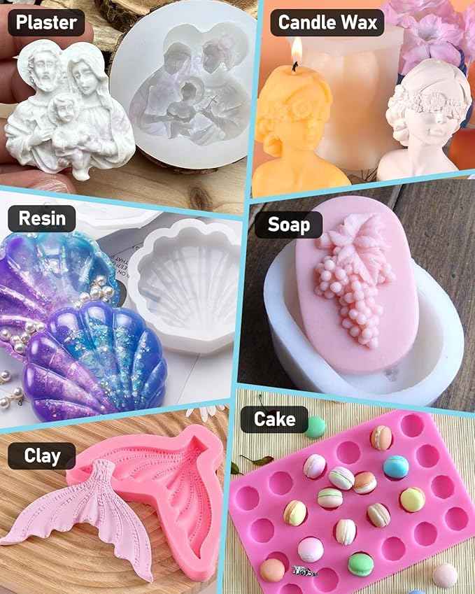 Nicpro 170oz Silicone Mold Making Kit 15A, Translucent Silicone Rubber, Non-Toxic Flexible & Food Safe Mold Kit, Mix Ratio 1:1 Casting Silicone for Resin with Frame Housing
