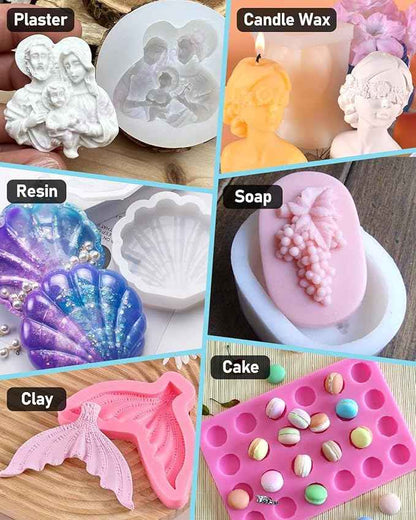 Nicpro 170oz Silicone Mold Making Kit 15A, Translucent Silicone Rubber, Non-Toxic Flexible & Food Safe Mold Kit, Mix Ratio 1:1 Casting Silicone for Resin with Frame Housing
