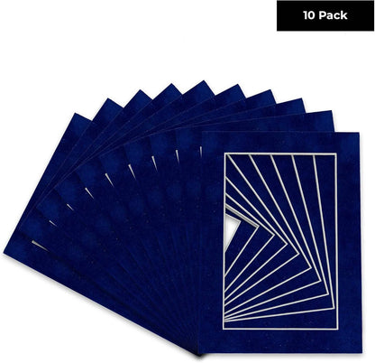 Pack of TEN 11x14 Mats Bevel Cut for 8.5x11 Photos - Acid Free Brooke Blue Suede Precut Matboards For Pictures, Photos, Framing - 4-ply Thickness