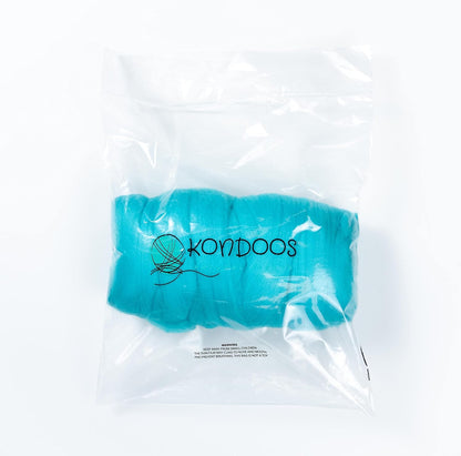 Kondoos Colored Natural Wool roving, 1 lb. Best Wool for Needle Felting, Wet Felting, handcrafts and Spinning. (Cyan, 1 lb)