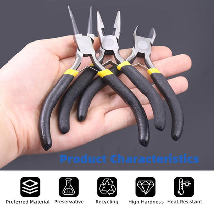 Glarks 8Pcs Jewelry Making Pliers Tools Kit includes Needle Nose Pliers, Wire Cutters, Wooden Awl, Tweezers, thimble ring, U-shape Scissors for Jewelry Making, Repair and Beading - Crafty Corner