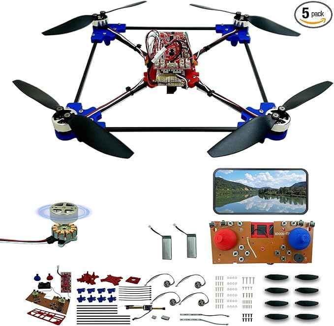 DIY Drone Kit with Brushless Motor & Dual Camera - STEM Building Project with Optical Flow Hovering, 360° Flips, One-Click Controls for Beginners to Learn Drone Engineering