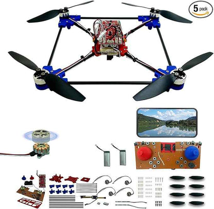 DIY Drone Kit with Brushless Motor & Dual Camera - STEM Building Project with Optical Flow Hovering, 360° Flips, One-Click Controls for Beginners to Learn Drone Engineering
