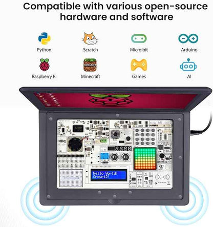 ELECROW CrowPi 2 All-in-one Kit with RPi 5 8GB Board & 11.6 Inch IPS Screen, Compatible for Raspberry Pi 4/5 Laptop, Learning Programming Sensor Kit for Professional Adult (Deluxe Kit)