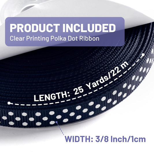 Polka Dot Grosgrain Ribbon 3/8 Inch, 25 Yards Spool Navy Blue and White Dot Craft Ribbon for Christmas Gift Wrapping DIY Crafts Hair Bows Wedding Party Decor Sewing and Home Decoration - Crafty Corner